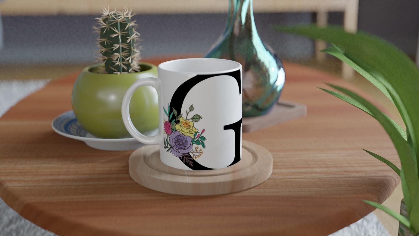 G Harfi Çiçek Motifli Kupa Bardak - 4