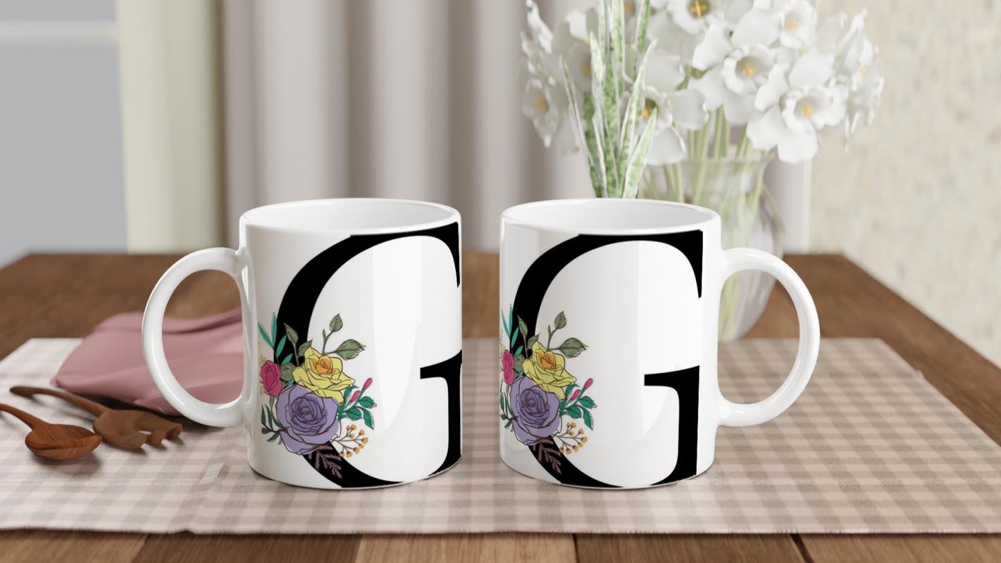 G Harfi Çiçek Motifli Kupa Bardak - 5