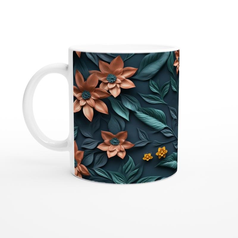 Gece Bahçesi Çiçek Desenli Kupa Bardak