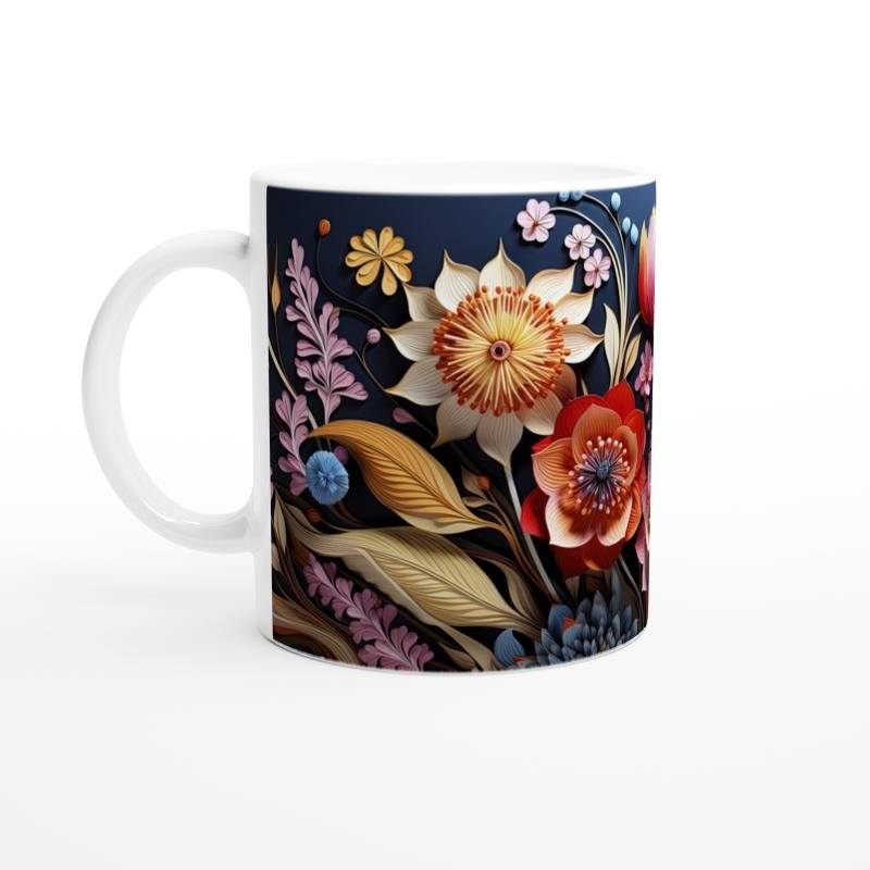 Gece Bahçesi Çiçekli Kupa Bardak