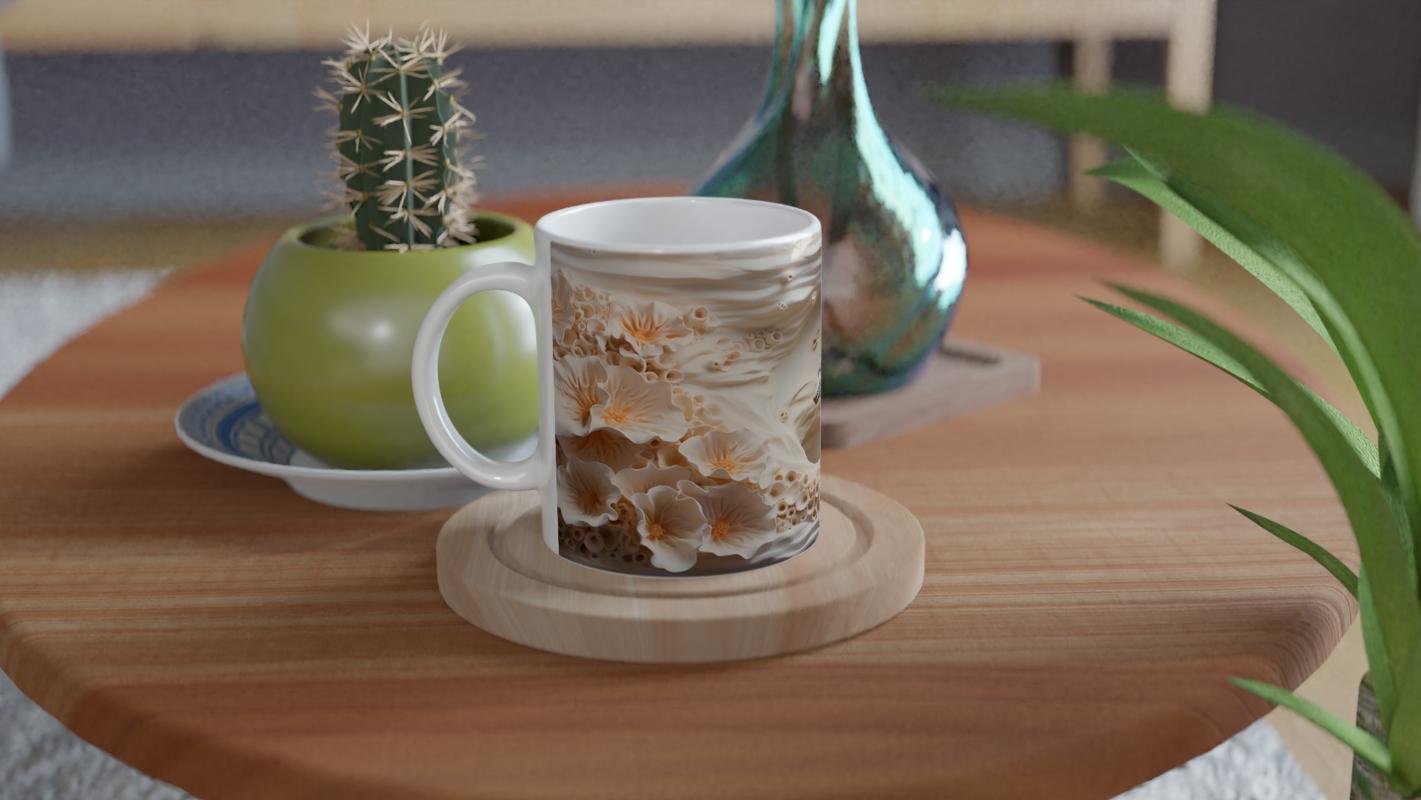 Gece Deniz Manzaralı Yunus Desenli Su Altı Temalı Kupa Bardak - 4