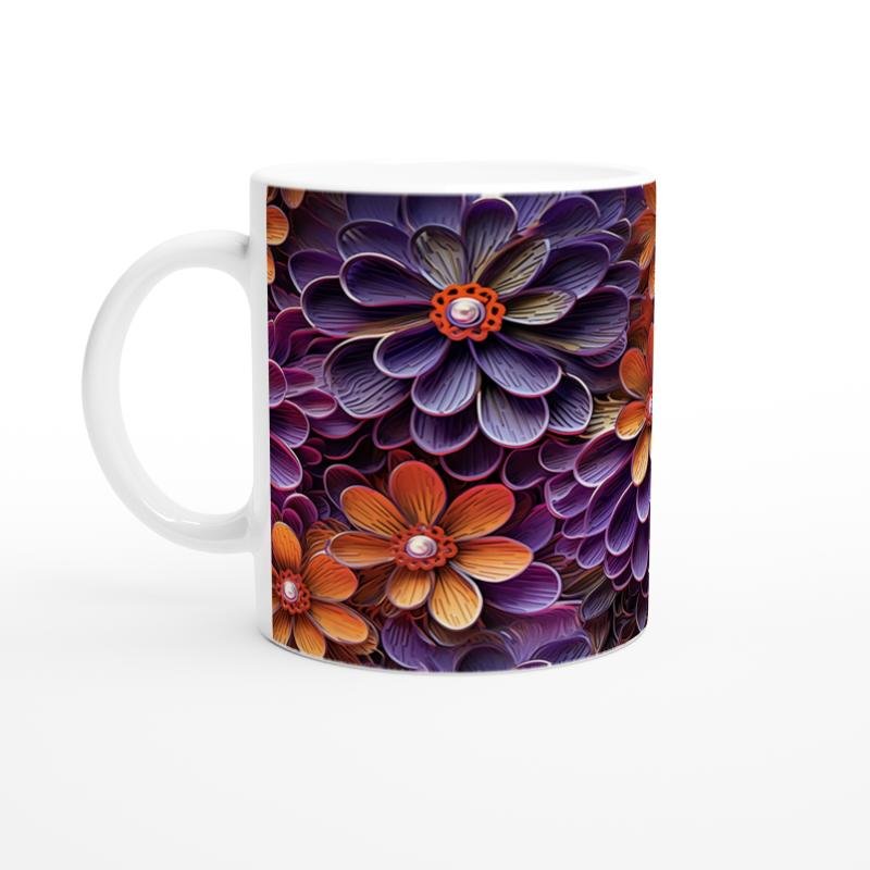 Gece Işıltısı Çiçekli Kupa Bardak