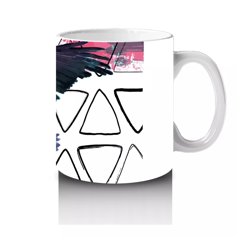 Geometrik Arka Plan Üzerinde Uçan Kartal İllüstrasyonu - Baskılı kahve kupası - 4