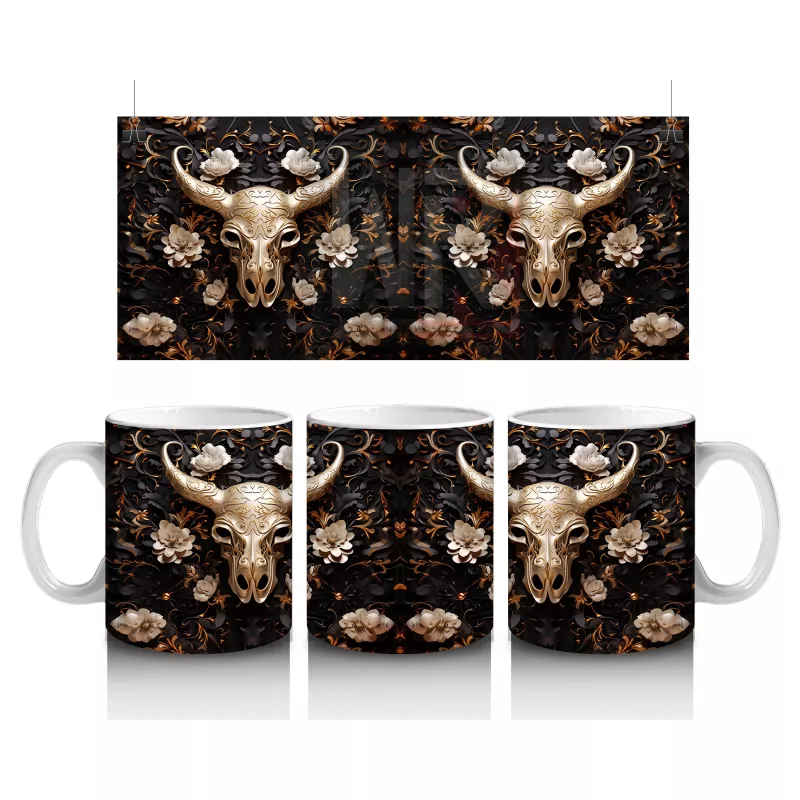 Geyik ve Yaban Hayvanları Desenli Kahve Kupası – Baskılı Kupa Bardak