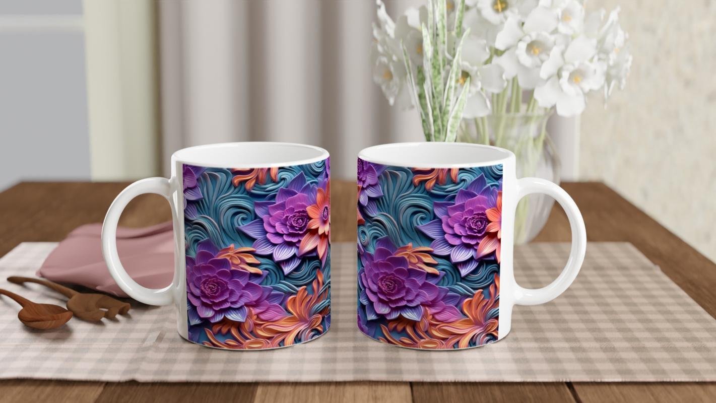 Gizemli Akşam Işığı Çiçek Desenli Kupa Bardak - 5