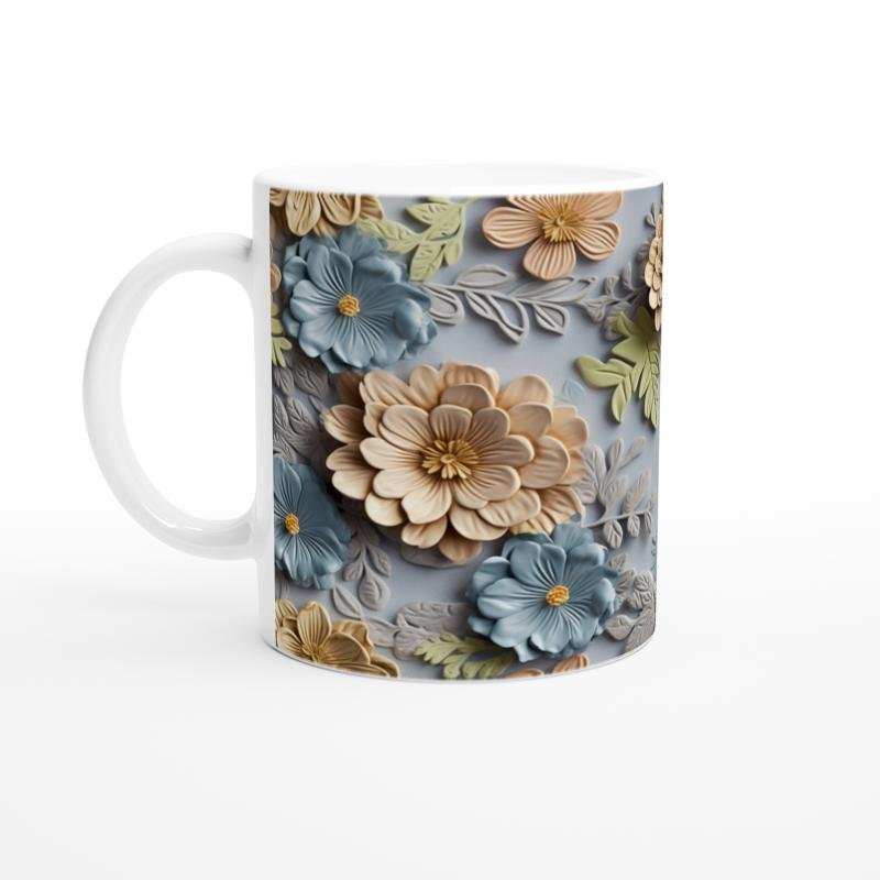 Gök Mavisi Çiçek Bahçesi Kupa Bardak