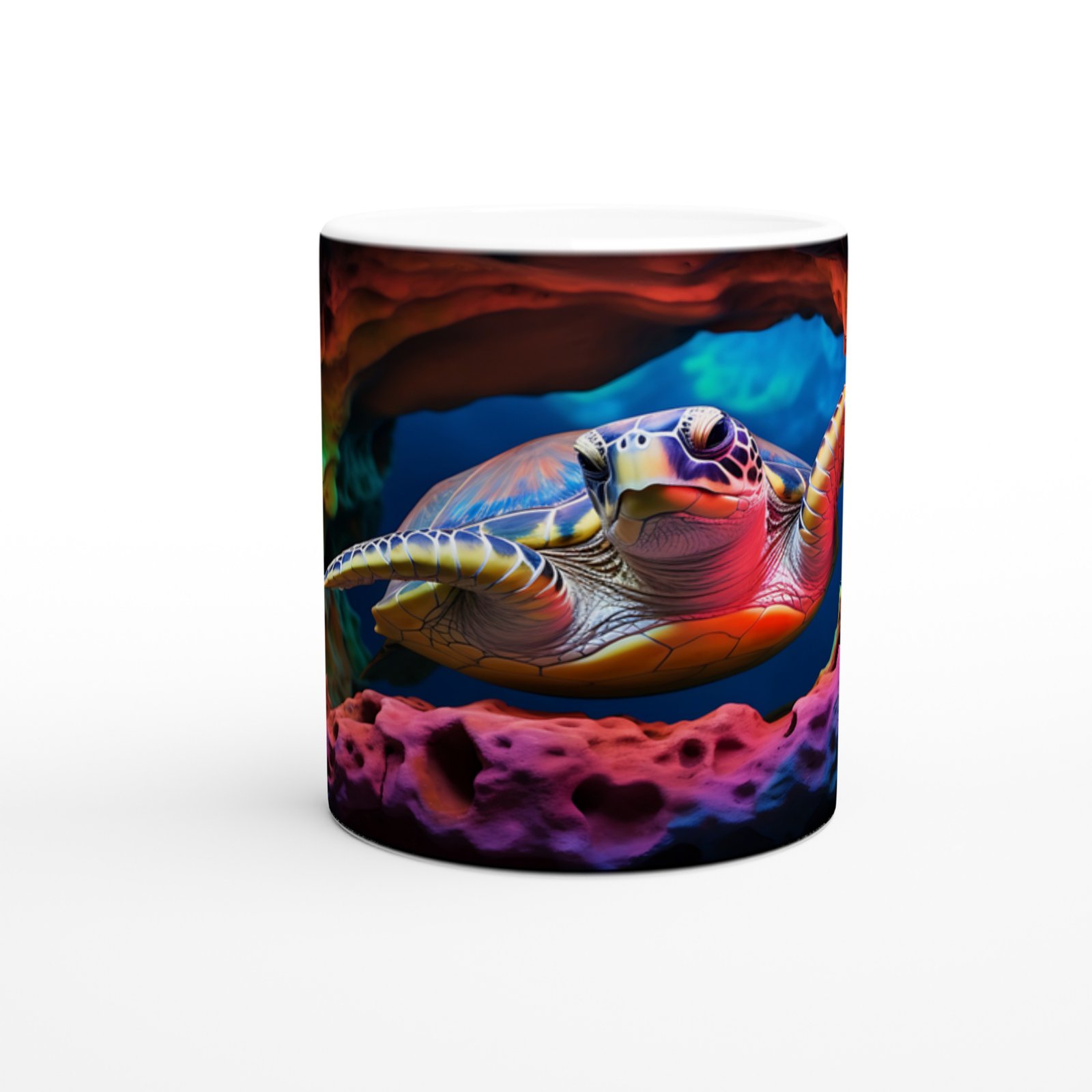 Gökkuşağı Kayalıklarında Yüzen Kaplumbağa Kupa Bardak