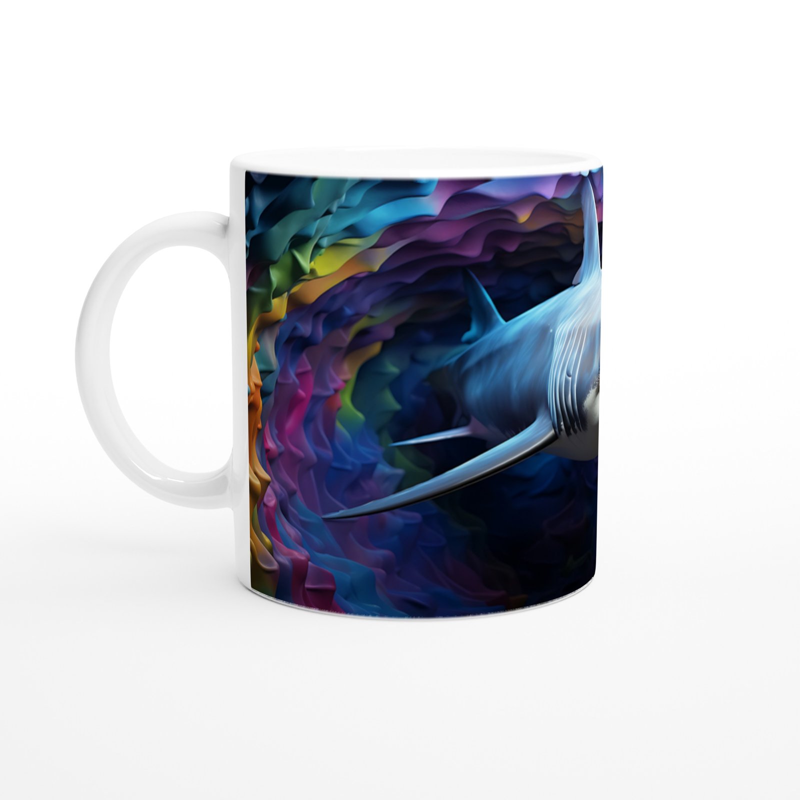 Gökkuşağı Mercanlar Arasında Köpekbalığı Su Altı Temalı Kupa Bardak - 2