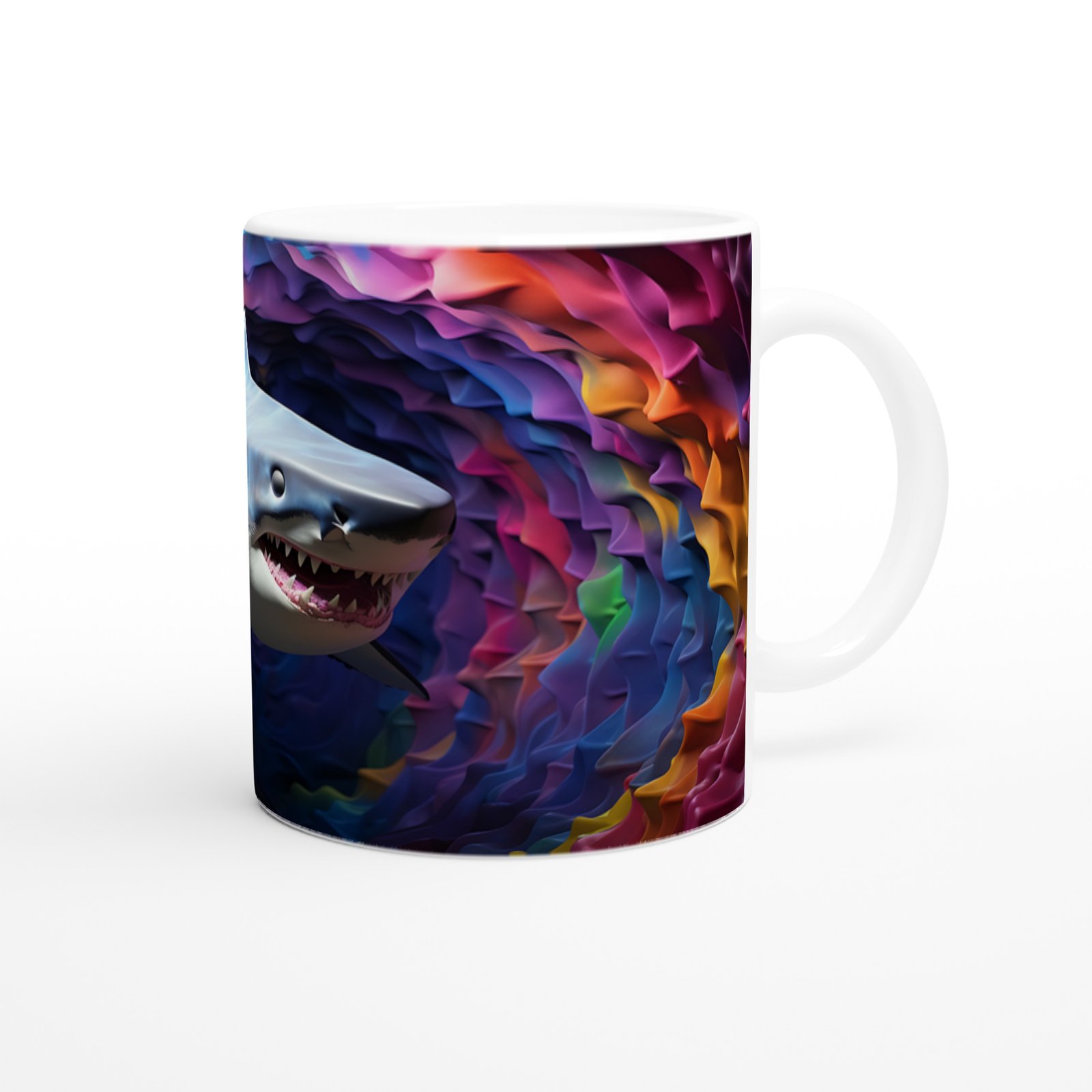 Gökkuşağı Mercanlar Arasında Köpekbalığı Su Altı Temalı Kupa Bardak - 3