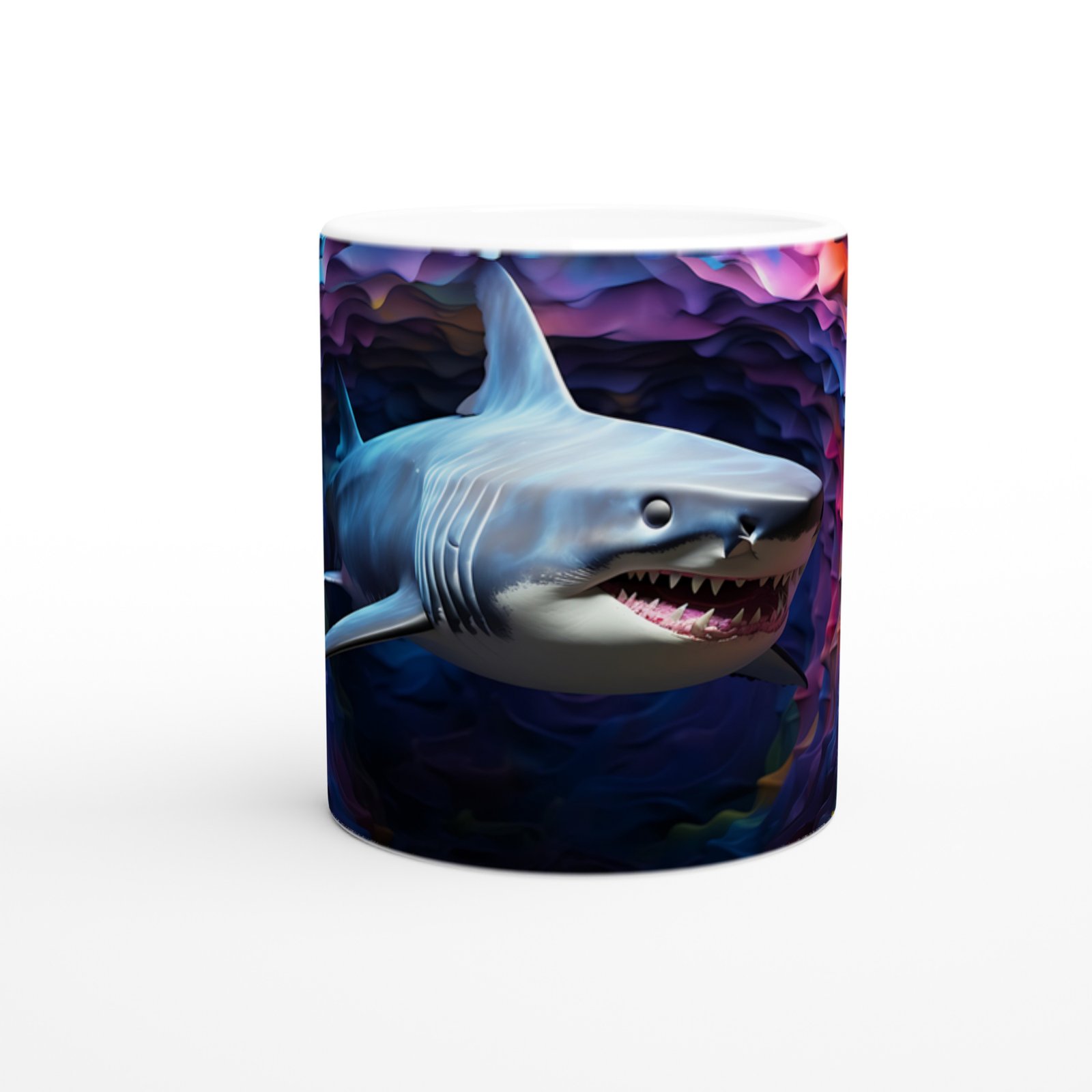 Gökkuşağı Mercanlar Arasında Köpekbalığı Su Altı Temalı Kupa Bardak