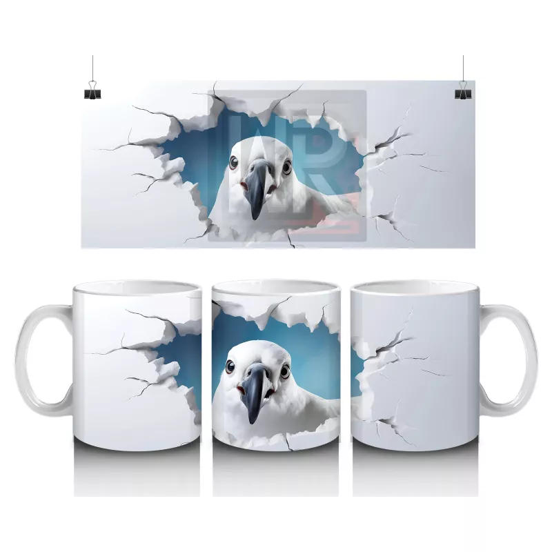 Gökyüzü Temalı Çatlak Duvar Arasında Kartal Figürü - Baskılı kahve kupası