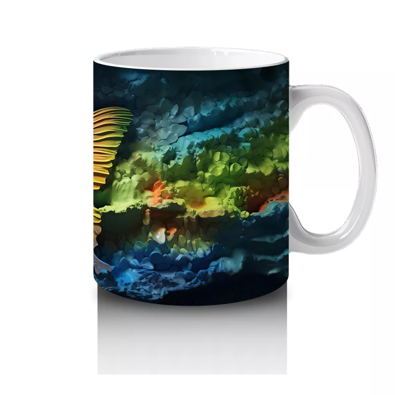 Gökyüzü Tonlarında Renkli Kanatlı Kelebek – Baskılı Kahve Kupası - 4