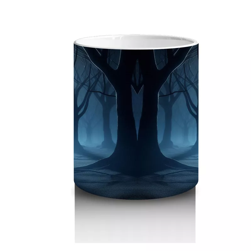 Gotik Koridorda Dolunayla Aydınlanan Cadı Silüeti Temalı Cadılar Bayramı Baskılı Kupa Bardak - 3