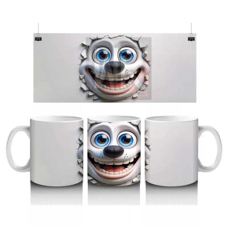 Gözleriyle Gülen Karikatür Yüz – Baskılı Kahve Kupası