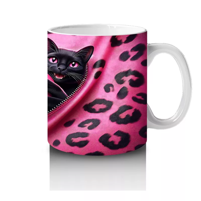 Gri Tüylü Kediler Arasında Kalpli Peluş – Baskılı Kahve Kupası - 4