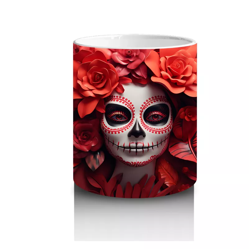 Güller Arasında Şeytani Kafatası – Hediyelik Kahve Kupası - 3