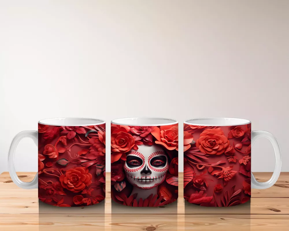 Güller Arasında Şeytani Kafatası – Hediyelik Kahve Kupası - 5