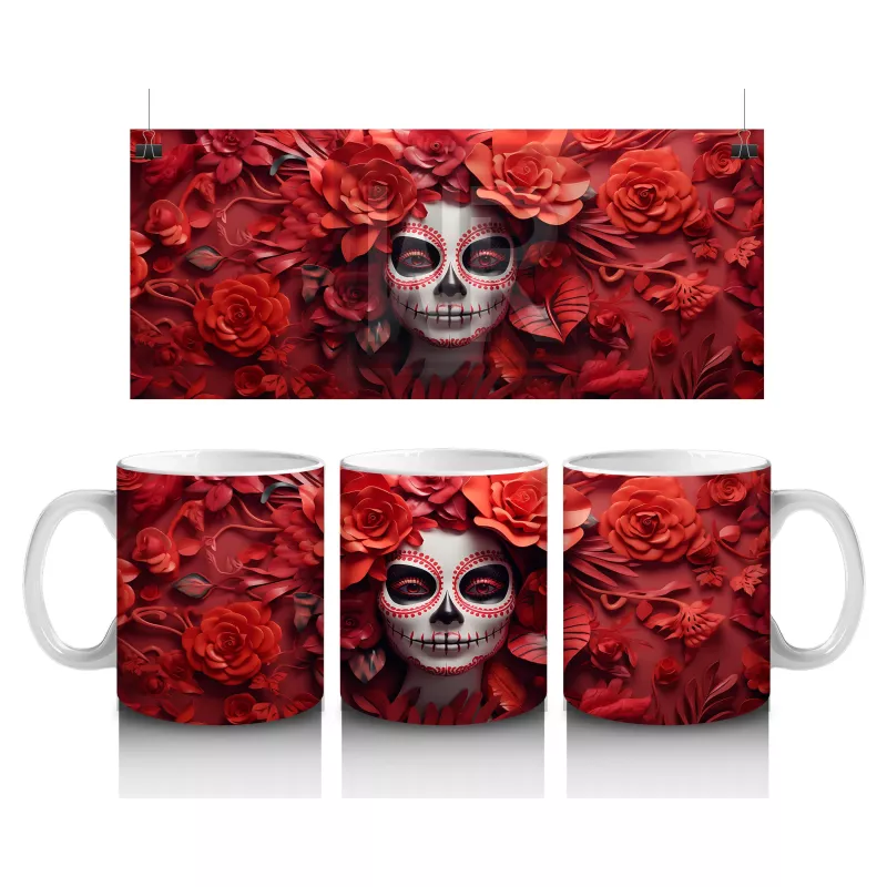 Güller Arasında Şeytani Kafatası – Hediyelik Kahve Kupası