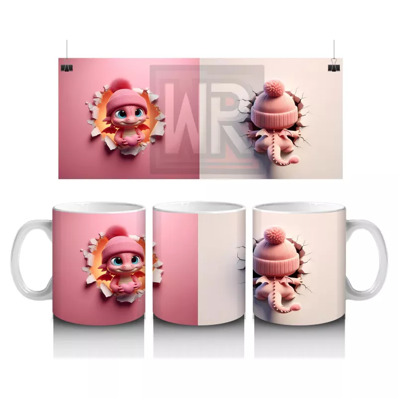 Gülümseyen Gözlerle Bakan Şapkalı Kız Maskot – Baskılı Kahve Kupası