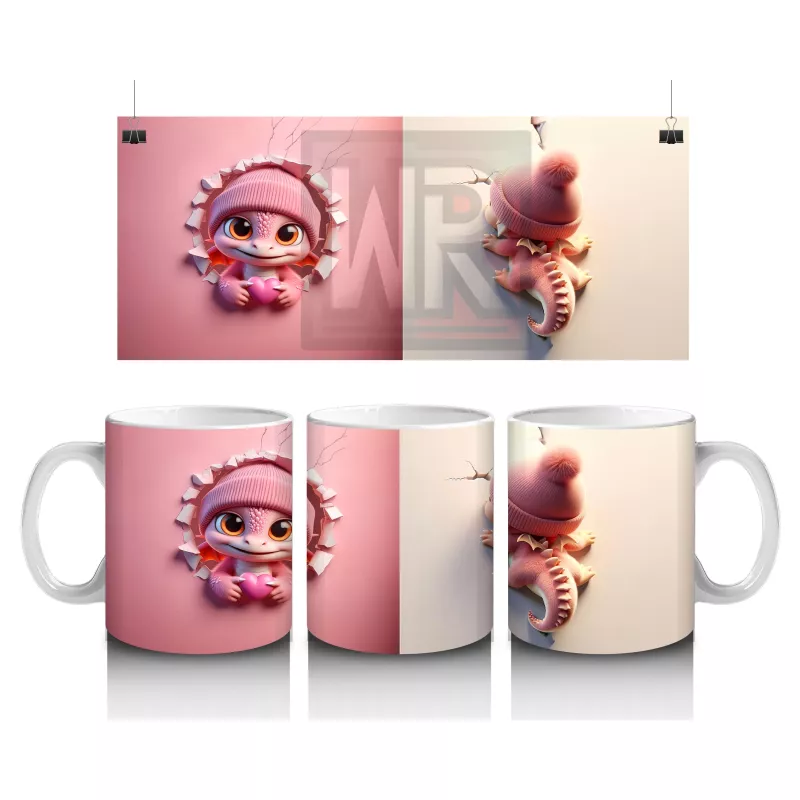 Gülümseyen Sevimli Kız Maskot ve Atkılı Şapkalı Figür – Baskılı Kahve Kupası