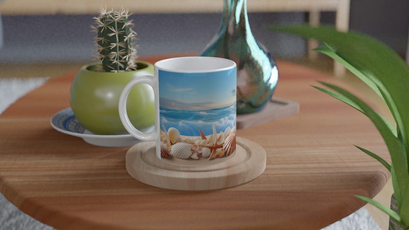 Gün Batımında Deniz Kabuğu Kupa Bardak - 4