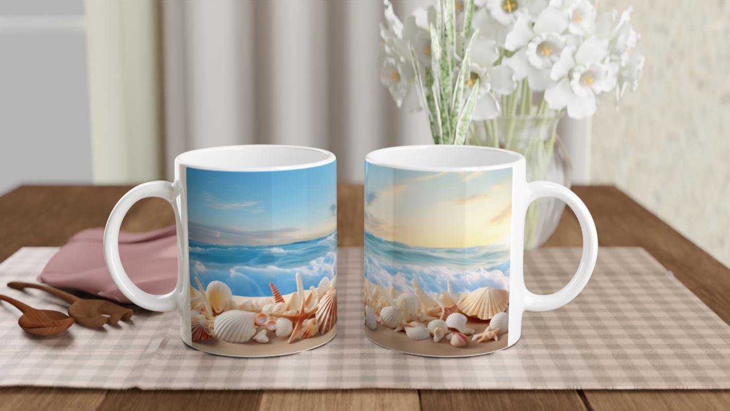 Gün Batımında Deniz Kabuğu Kupa Bardak - 5