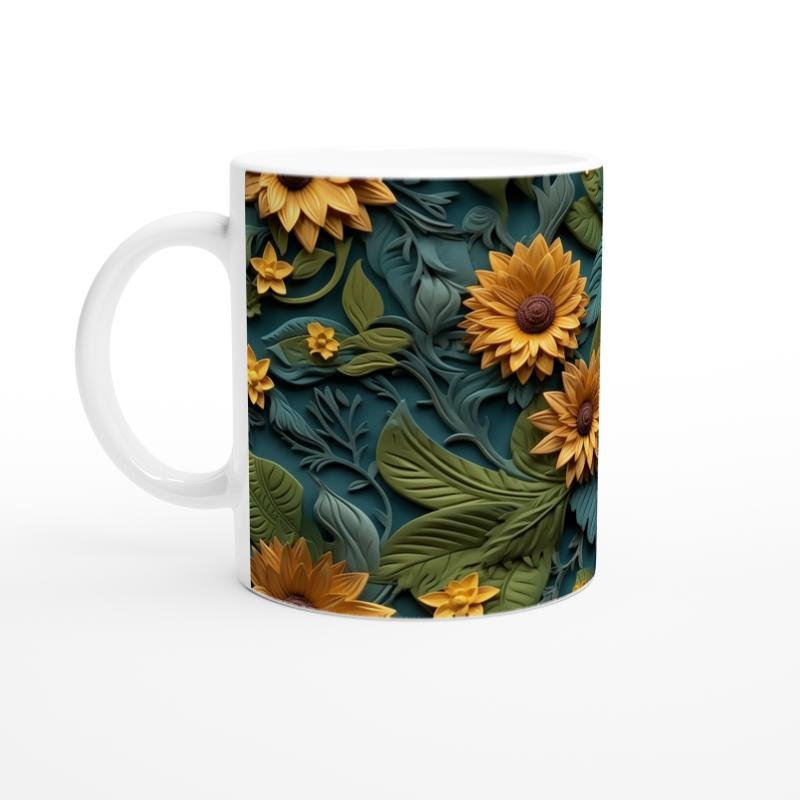 Günebakan Desenli Kabartmalı Kupa Bardak