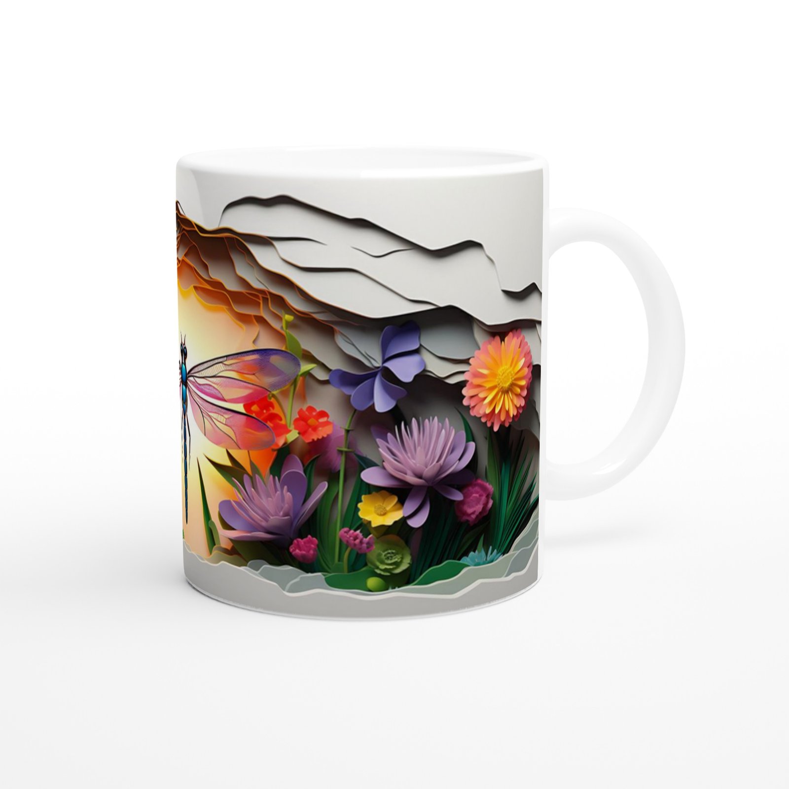 Güneşin Işığında Parlayan Yusufçuk Temalı Baskılı Kupa Bardak - 3