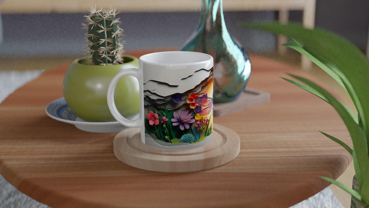 Güneşin Işığında Parlayan Yusufçuk Temalı Baskılı Kupa Bardak - 4