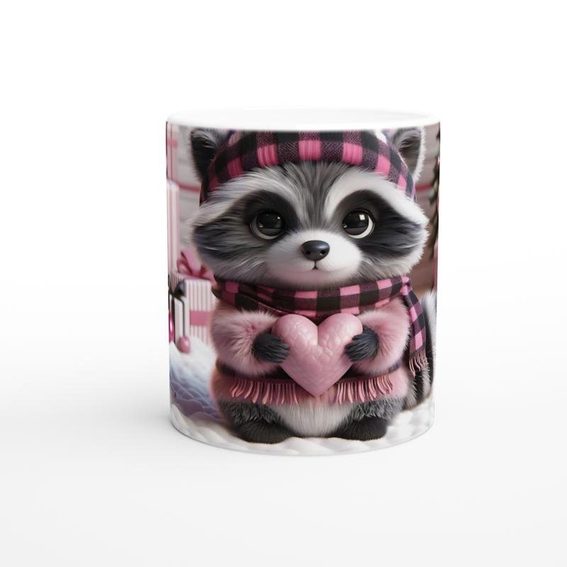 Hediye Kutuları Arasında Kalpli Tembel Hayvan Temalı Baskılı Kupa Bardak