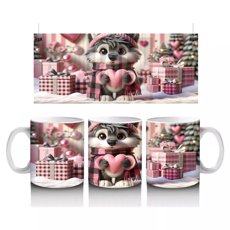 Hediye Kutuları Arasında Sevimli Kedi – Baskılı Kupa Bardak