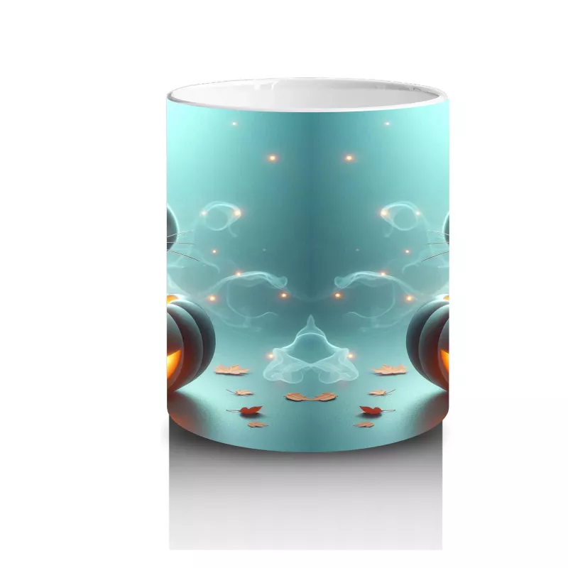 İkiz Cadı Figürleri ve Balkabaklarıyla Gotik Cadılar Bayramı Baskılı Kupa Bardak - 3