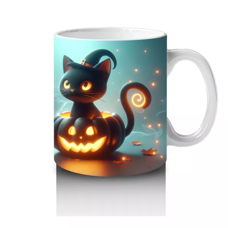 İkiz Cadı Figürleri ve Balkabaklarıyla Gotik Cadılar Bayramı Baskılı Kupa Bardak - 4