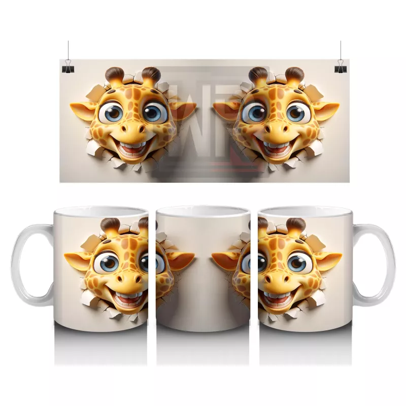 İkiz Zürafa Karakterleri Deseni – Baskılı Kahve Kupası