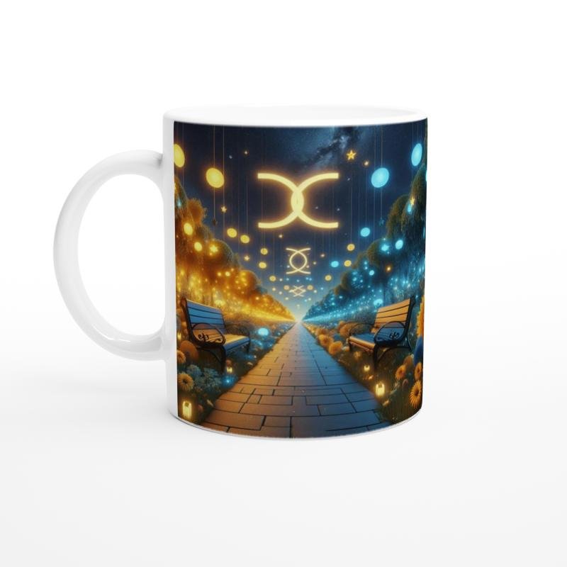 İkizler Burcu Baskılı Kahve Kupası - Ay ışığında Zodyak Bahçesi Vs1