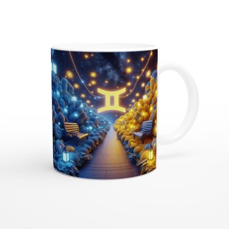 İkizler Burcu Baskılı Kahve Kupası - Ay ışığında Zodyak Bahçesi Vs2 - 3