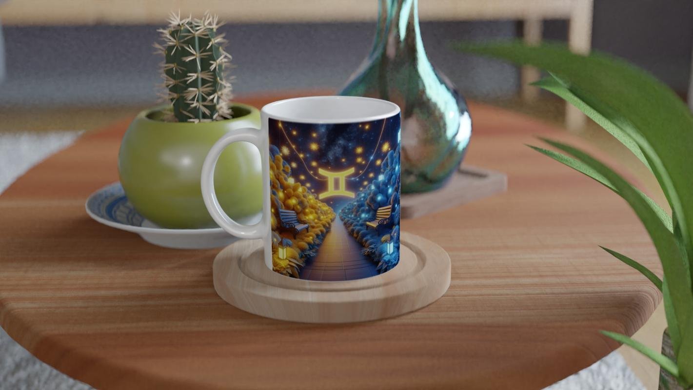 İkizler Burcu Baskılı Kahve Kupası - Ay ışığında Zodyak Bahçesi Vs2 - 4
