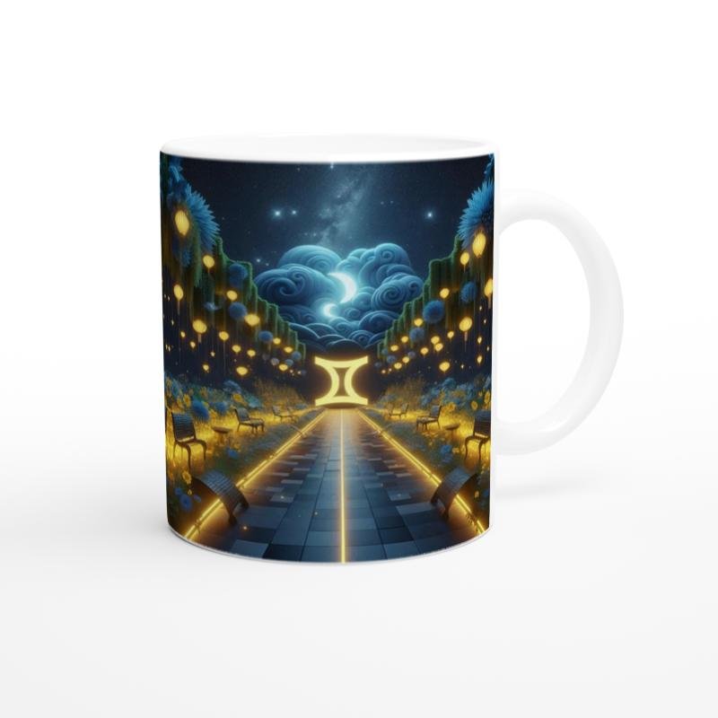 İkizler Burcu Baskılı Kahve Kupası - Ay ışığında Zodyak Bahçesi Vs3 - 3