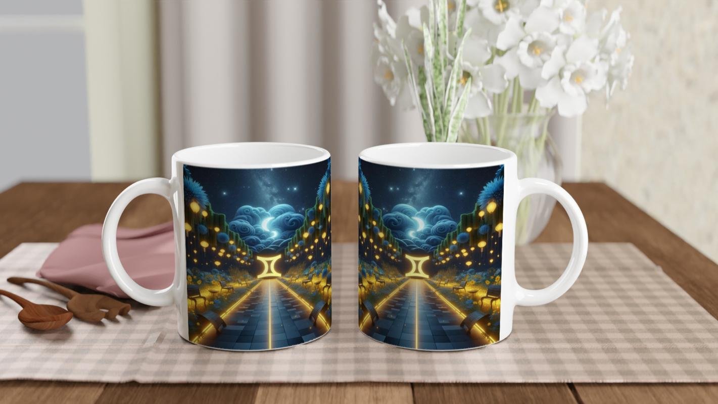 İkizler Burcu Baskılı Kahve Kupası - Ay ışığında Zodyak Bahçesi Vs3 - 5