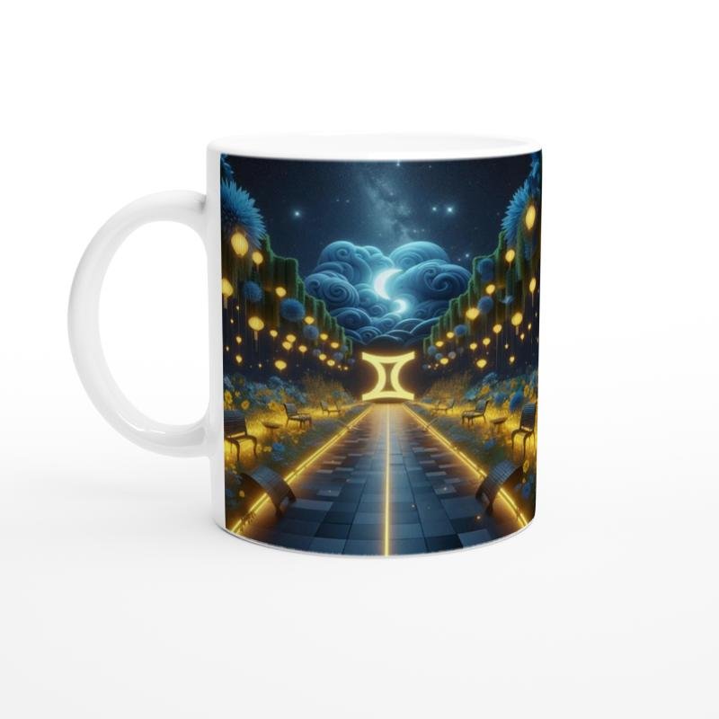 İkizler Burcu Baskılı Kahve Kupası - Ay ışığında Zodyak Bahçesi Vs3