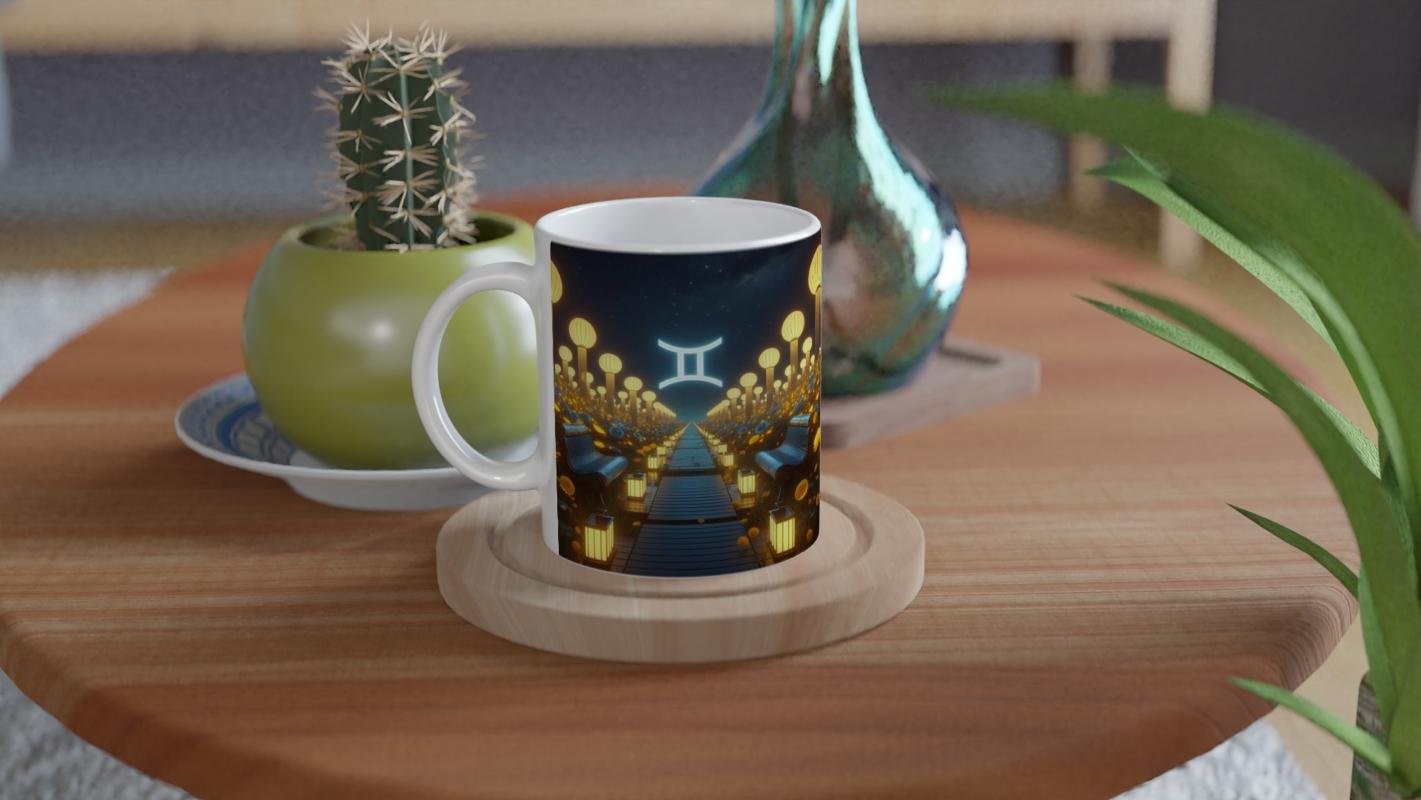 İkizler Burcu Baskılı Kahve Kupası - Ay ışığında Zodyak Bahçesi Vs4 - 4