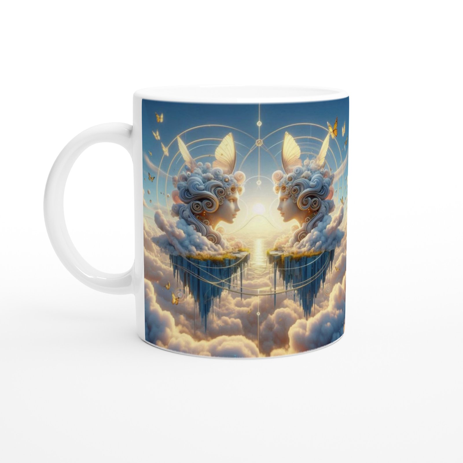 İkizler Burcu Baskılı Kahve Kupası - Elementsel Doğa Krallığı Temalı Vs3