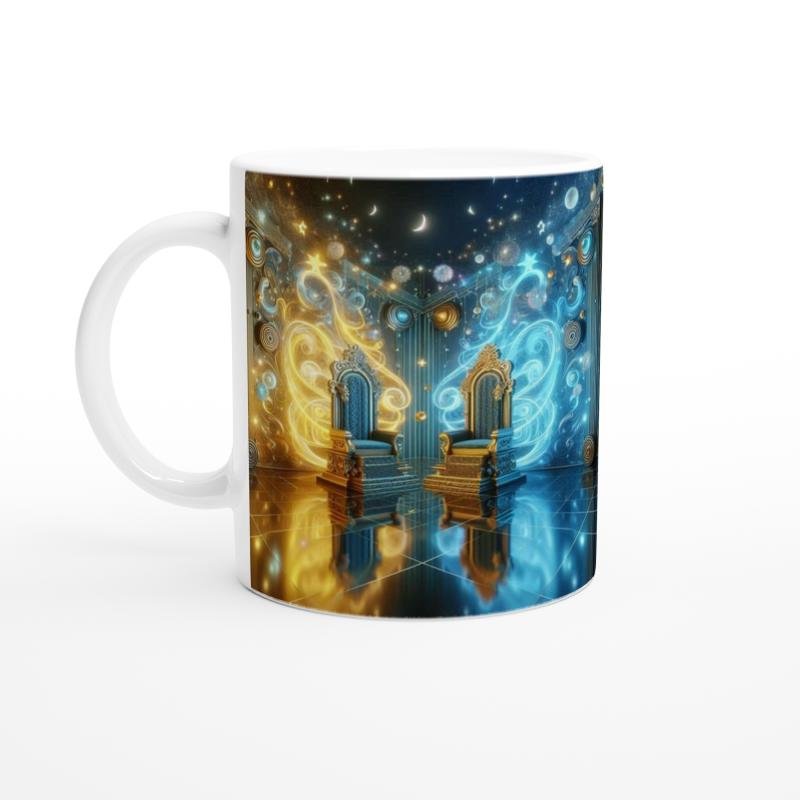 İkizler Burcu Baskılı Kahve Kupası - Galaktik Taht Odası Temalı Vs3