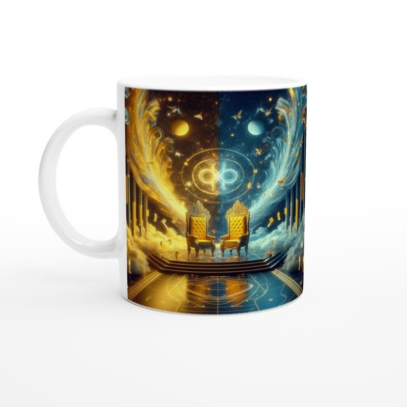 İkizler Burcu Baskılı Kahve Kupası - Galaktik Taht Odası Temalı Vs4