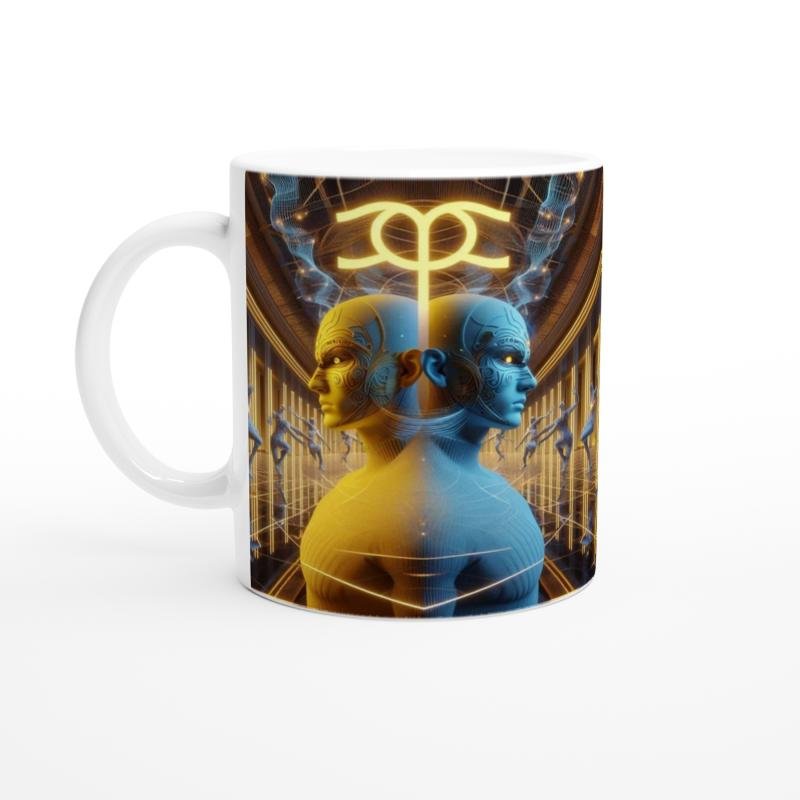 İkizler Burcu Baskılı Kahve Kupası - Zodyak Maskeli Balo Vs1