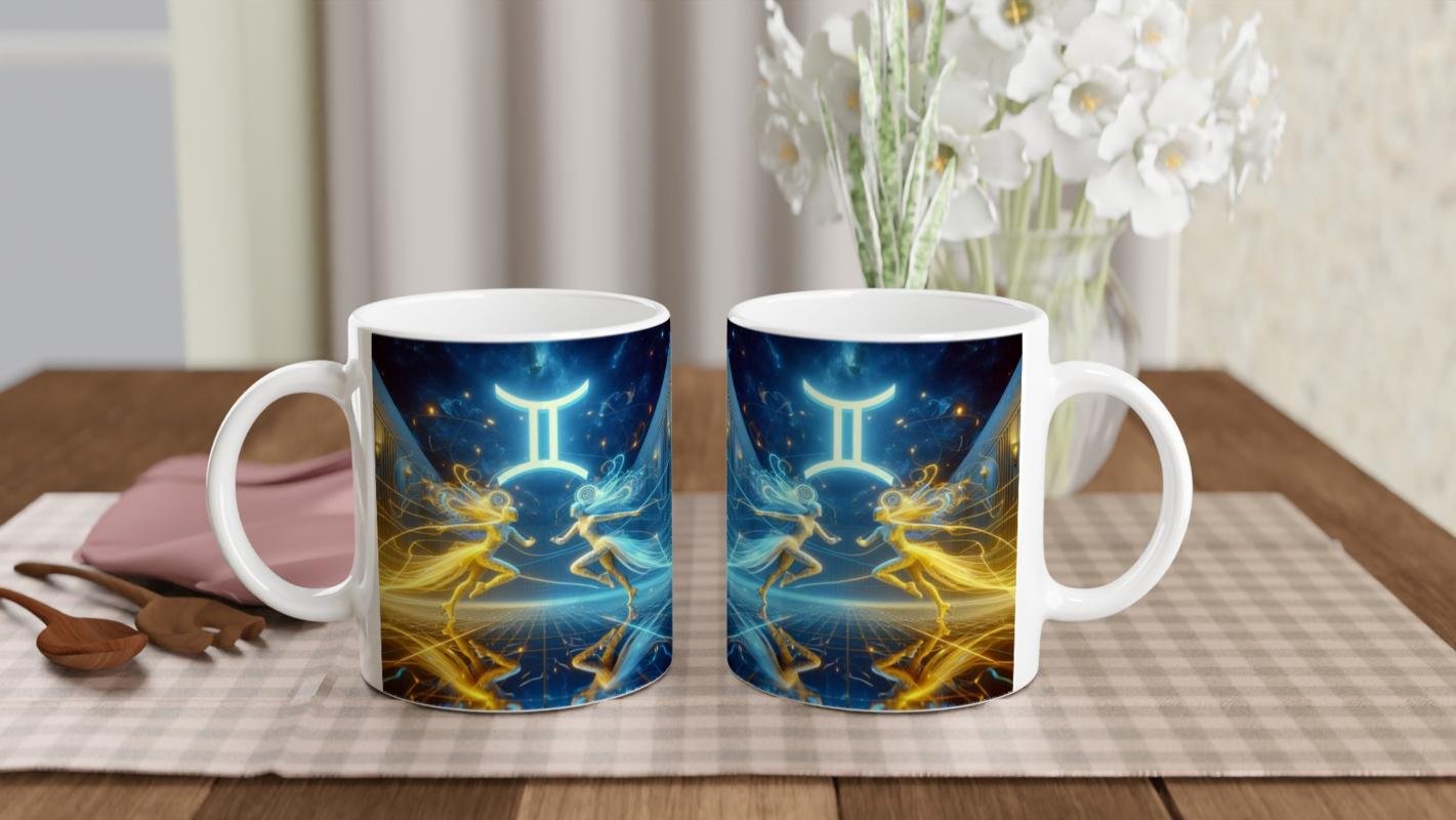 İkizler Burcu Baskılı Kahve Kupası - Zodyak Maskeli Balo Vs4 - 5