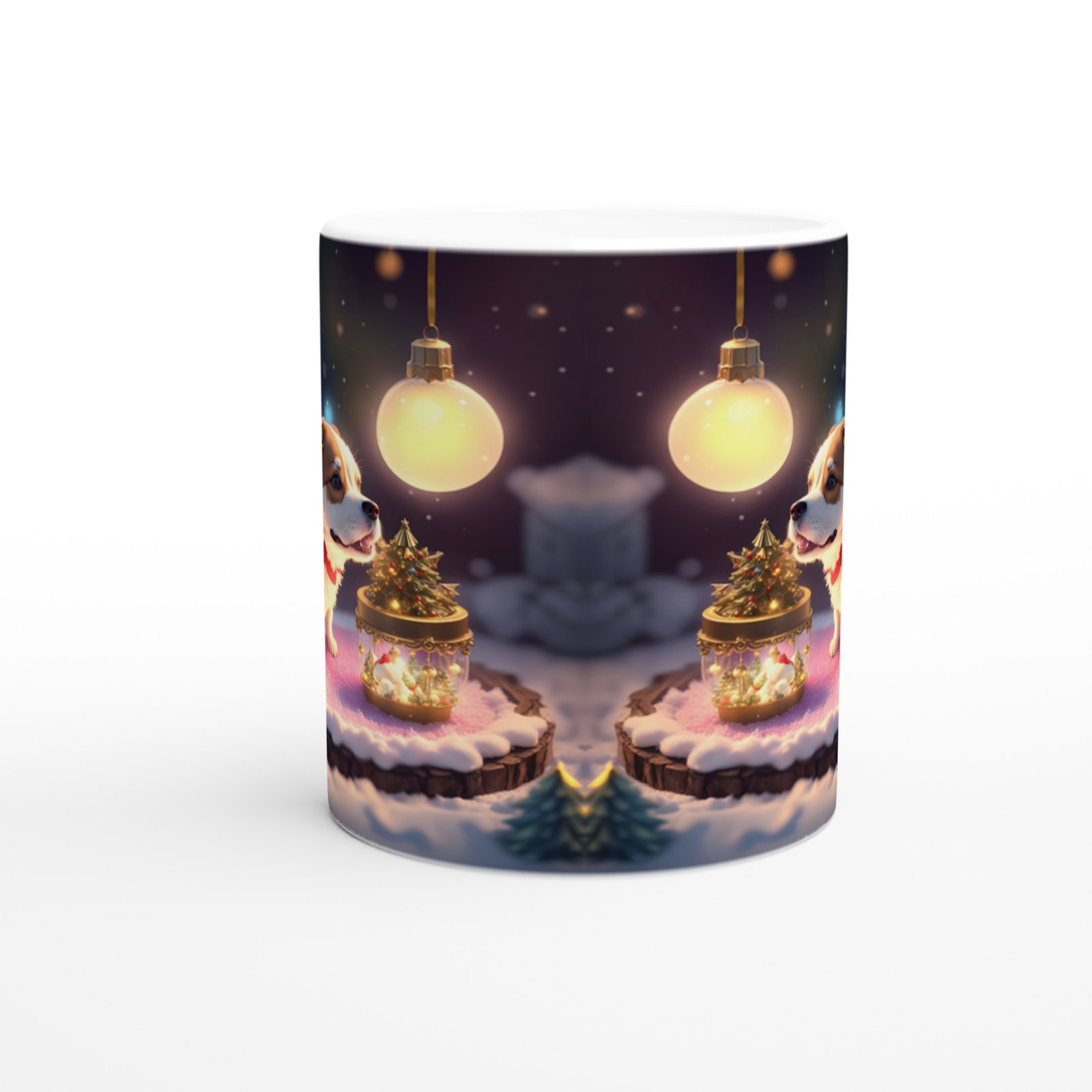 Işıklar ve Karlar İçinde Neşeli Corgi Köpek Baskılı Kupa Bardak