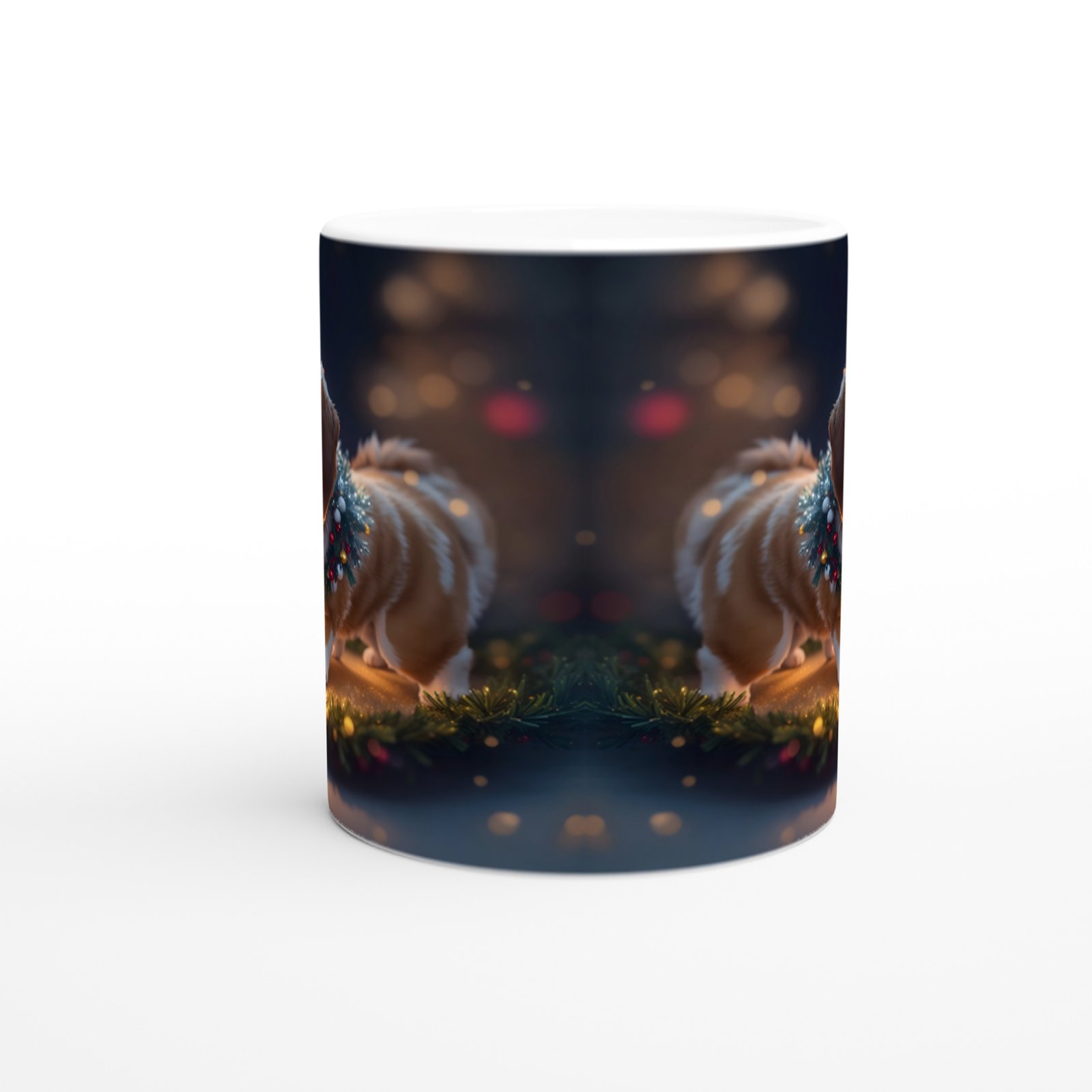 Işıl Işıl Süslenmiş Noel Köpeği Baskılı Kupa Bardak