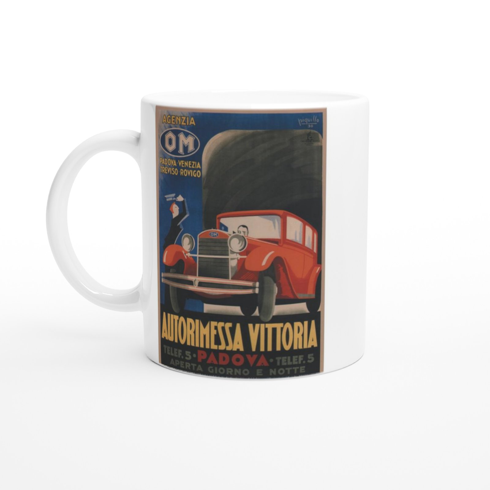 İtalyan Reklam Posteri Retro Araba Baskılı Kupa Bardak