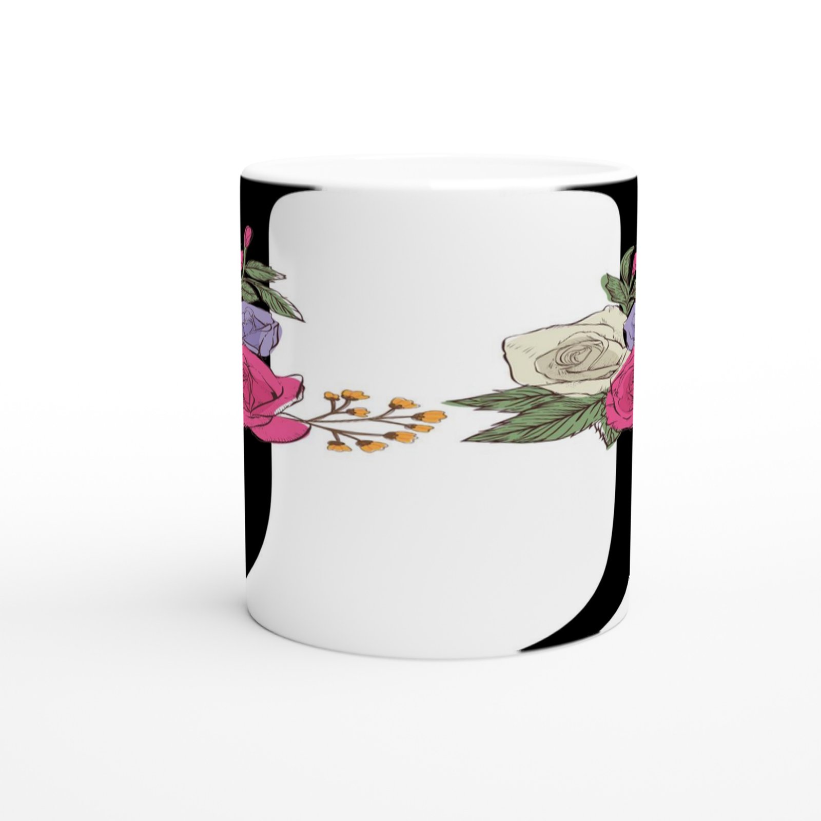 J Harfi Çiçek Motifli Kupa Bardak - 2